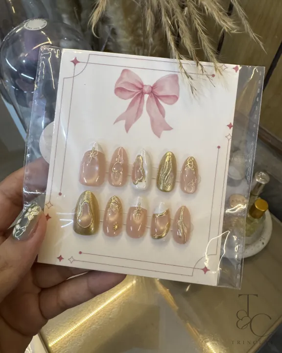 Golden Chrome French Nails