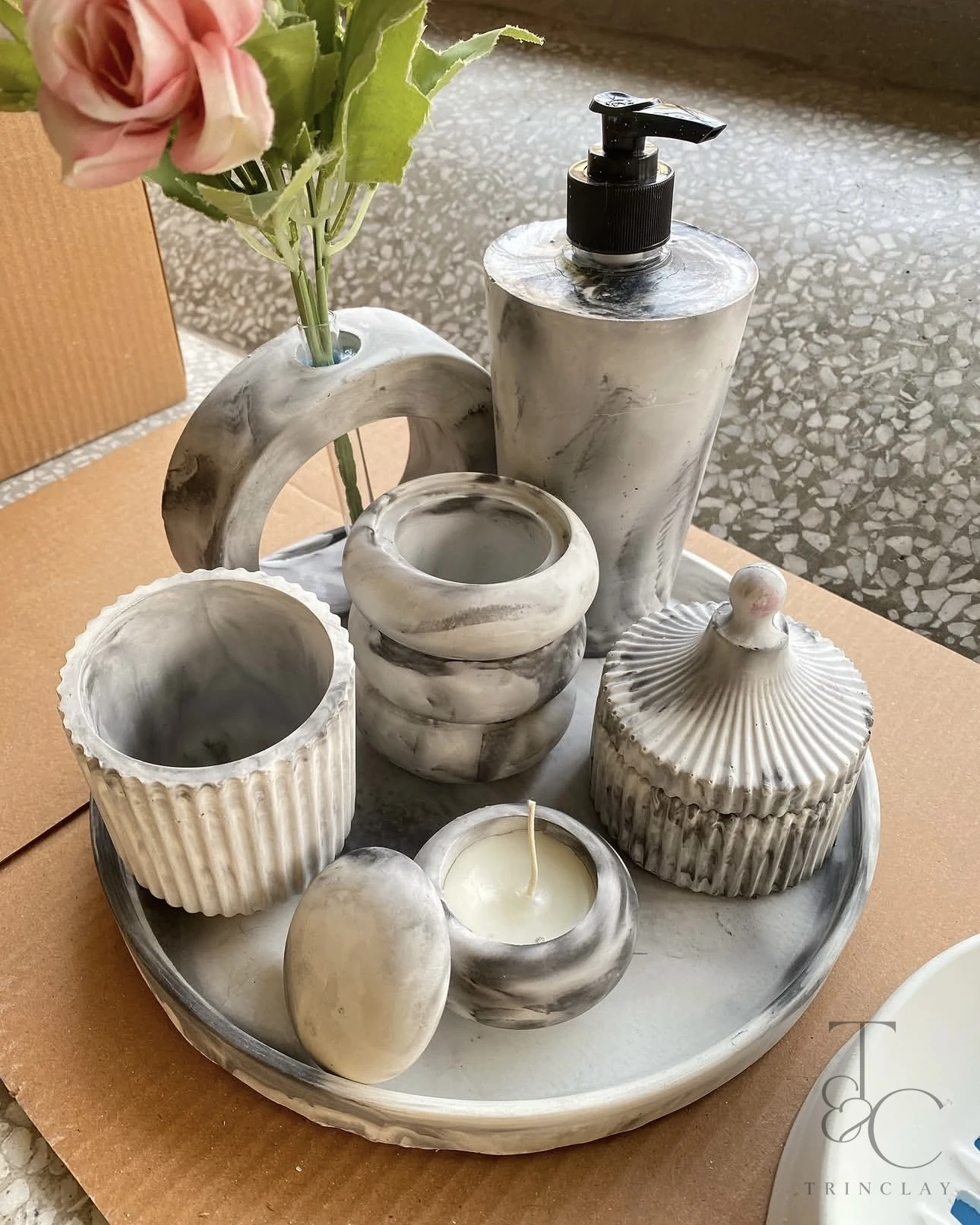 8pcs Bath set in Marbling